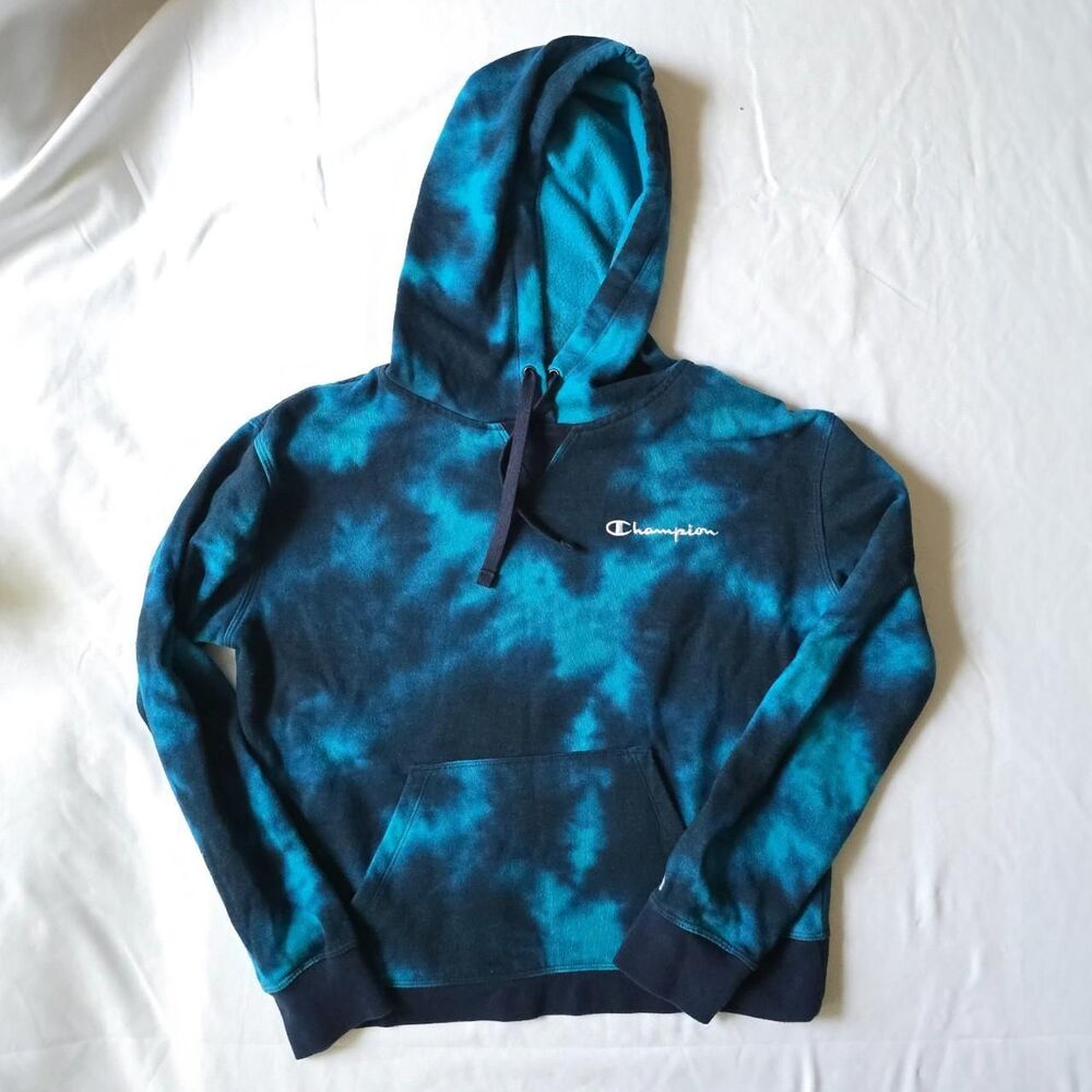 Champion Blue Black Tie Dye Pullover Hoodie Women’s Size M